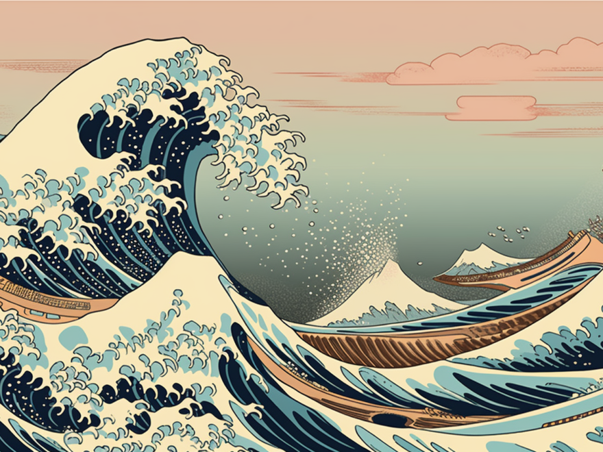 «Die grosse Welle» nach Katsushika Hokusai, nachgestellt mit Midjourney